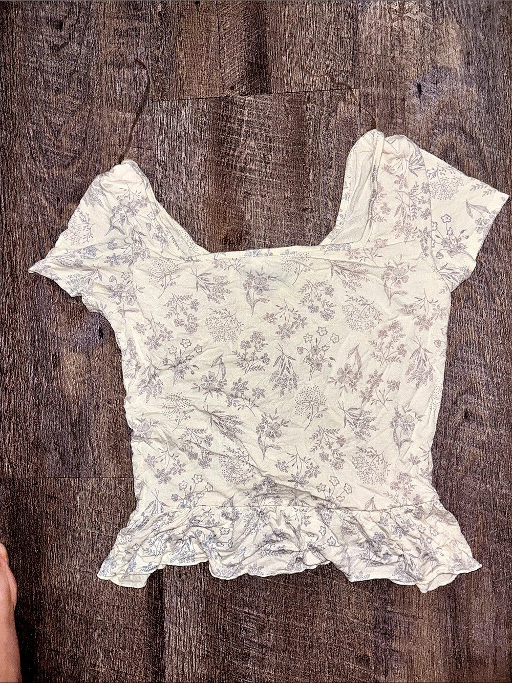Renaissance Primrose Floral Crop Top in White & Purple Size Small - Picture 2 of 3